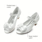 Girls Heels Dress Shoes Party Wedding Bow Flower Girl Flats Princess Open Toe Sandals For Little Kid/Big Kid