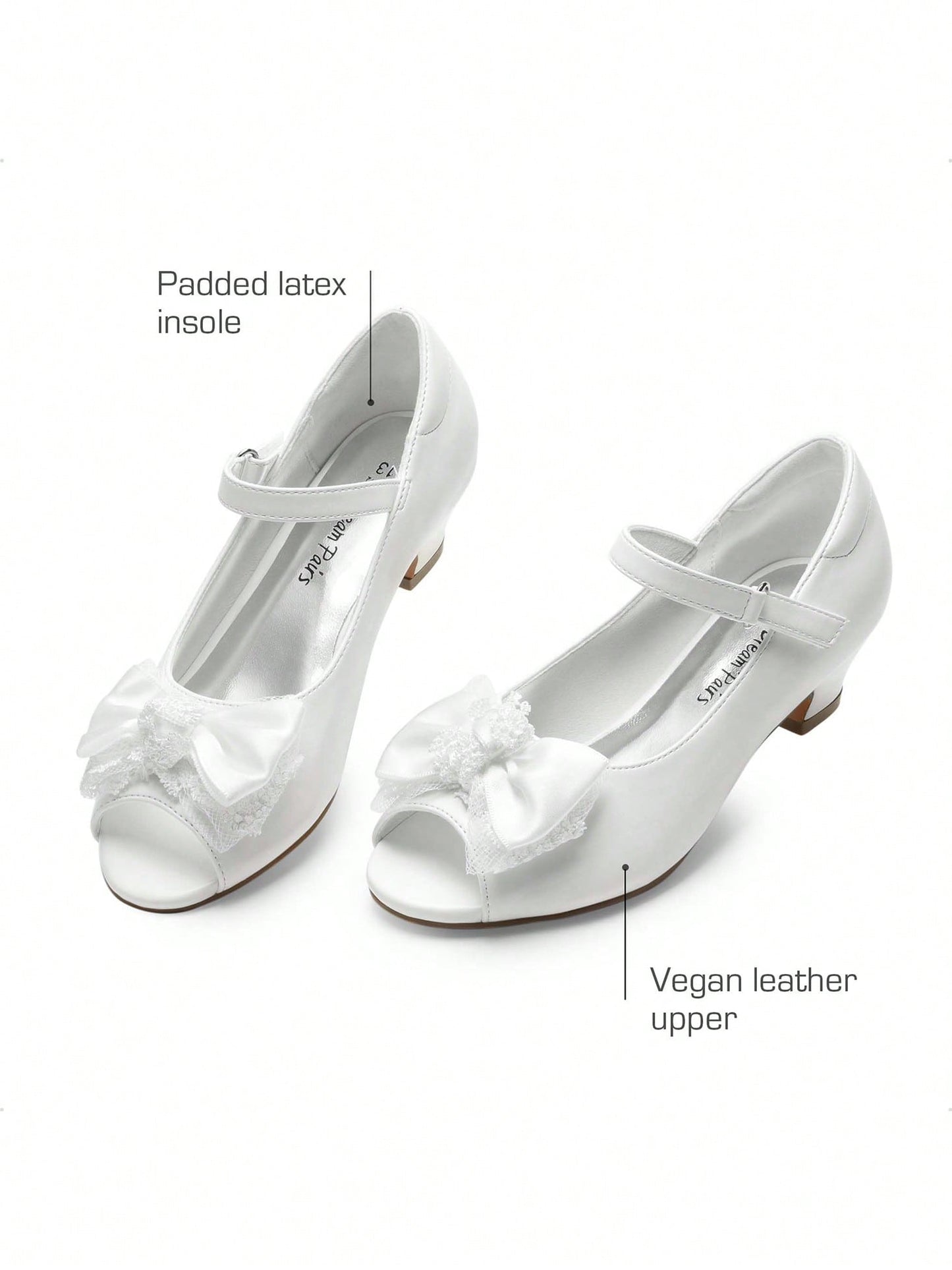 Girls Heels Dress Shoes Party Wedding Bow Flower Girl Flats Princess Open Toe Sandals For Little Kid/Big Kid