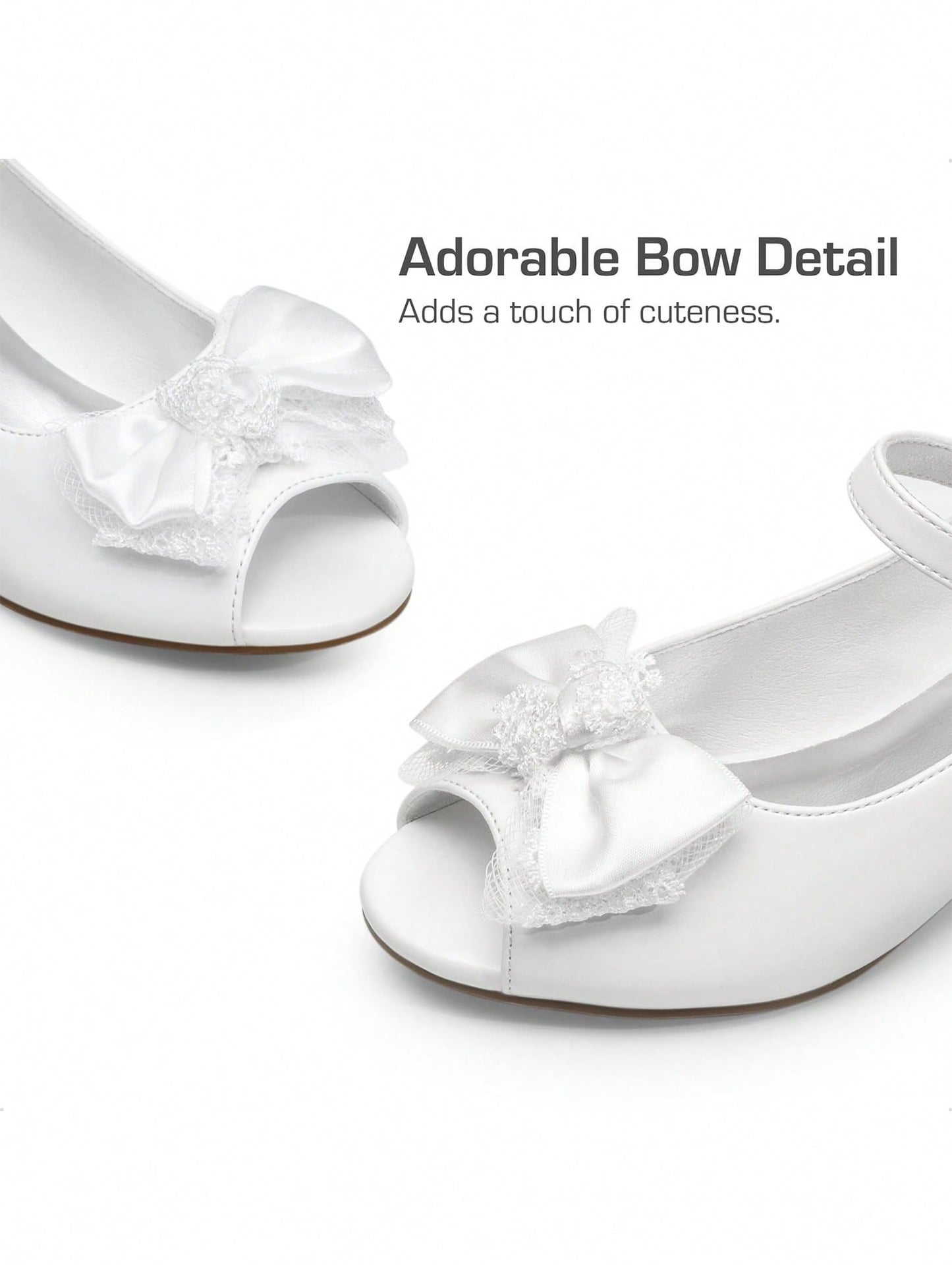 Girls Heels Dress Shoes Party Wedding Bow Flower Girl Flats Princess Open Toe Sandals For Little Kid/Big Kid