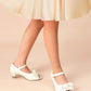 Girls Heels Dress Shoes Party Wedding Bow Flower Girl Flats Princess Open Toe Sandals For Little Kid/Big Kid