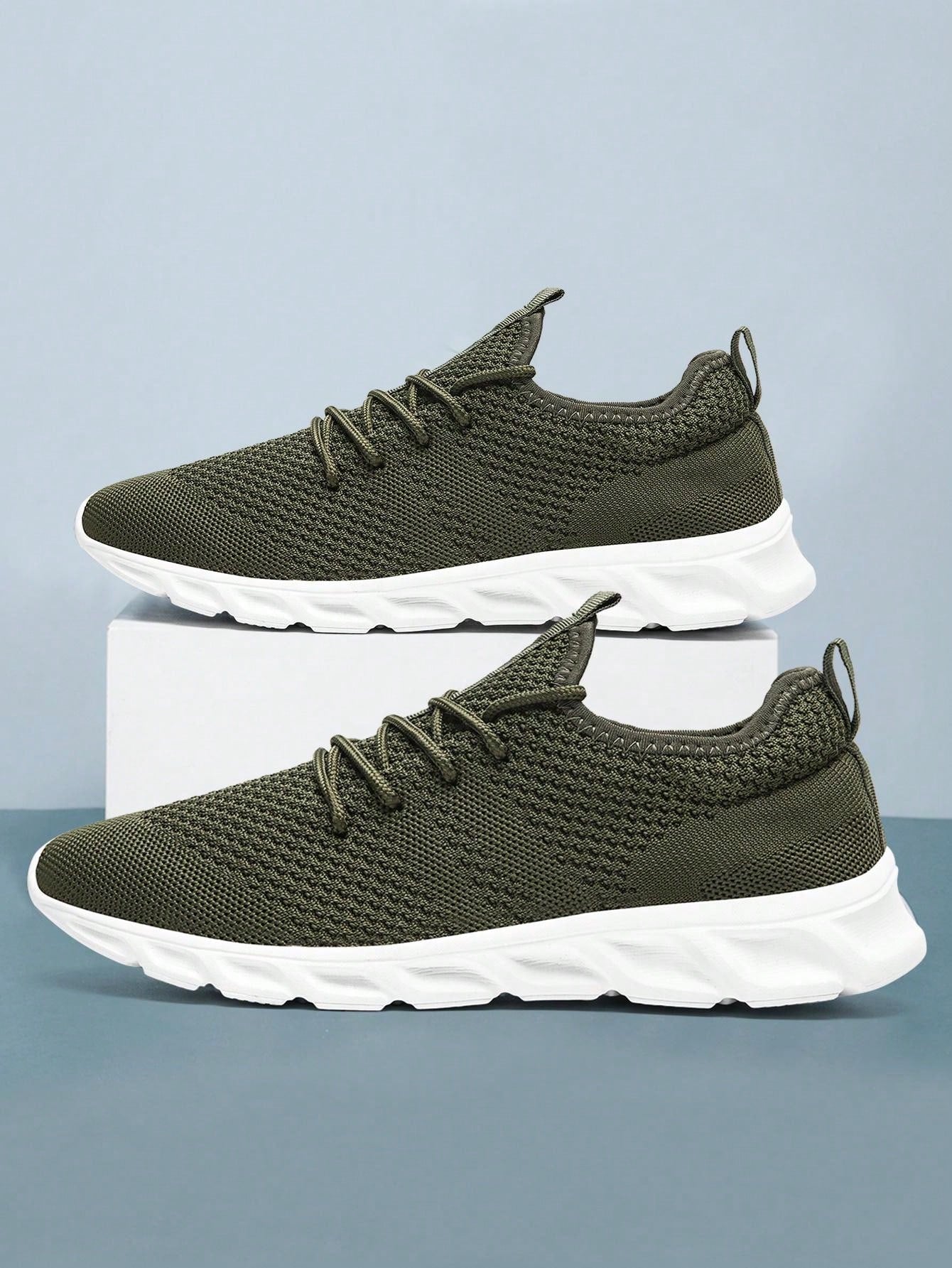 Men's Lace Up Flat Shoes Mesh Breathable Sports Shoes Training Tennis Shoes Walking Sneakers Breathable Casual Shoes Fashion Shoes For Men Green