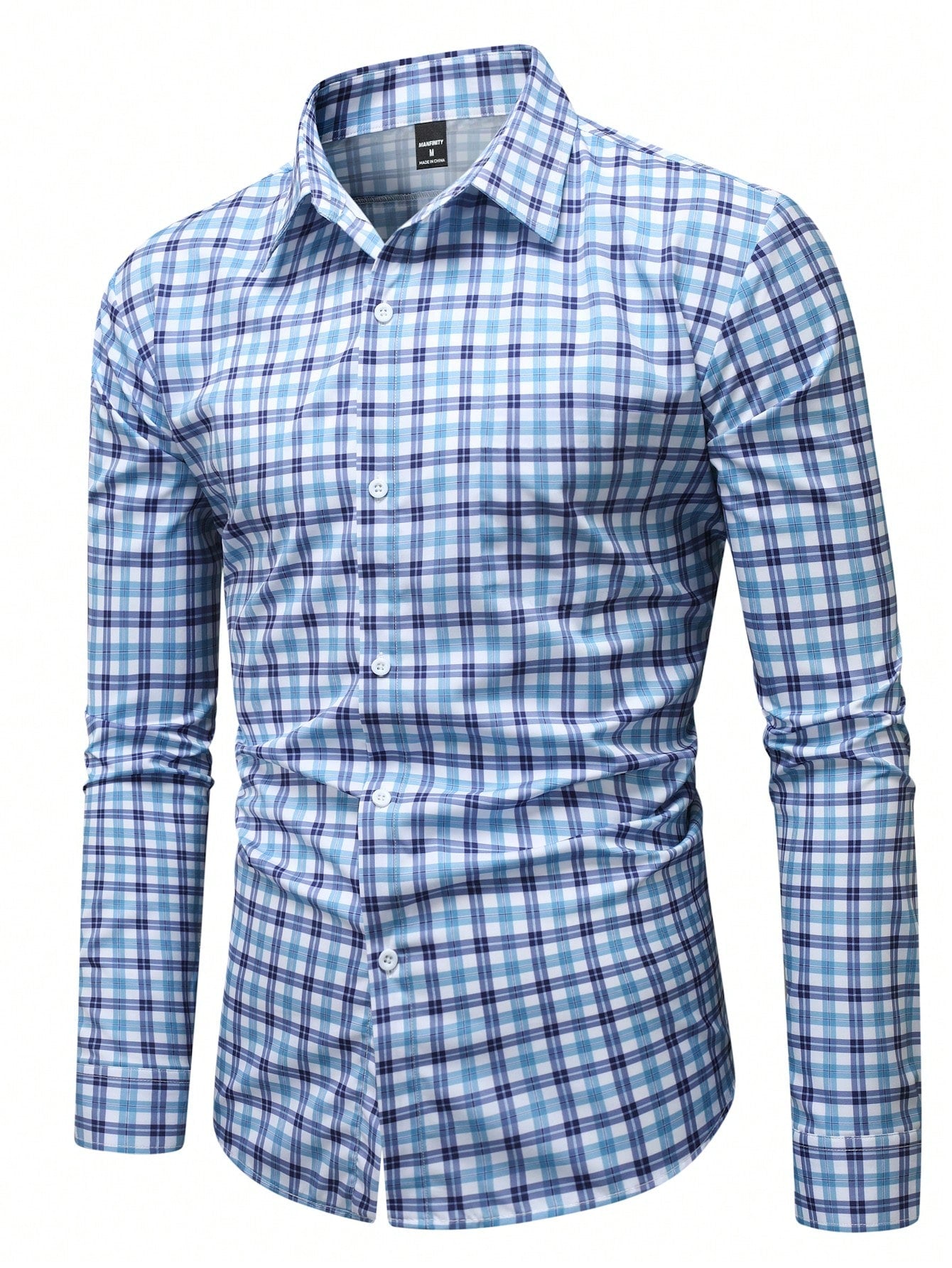 Manfinity Homme Men's Plaid Graphic Vintage Long Sleeve Collar Shirt, For Dad And Me, Work, Daddy