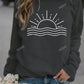 Sun Pattern Crew Neck Casual Sweatshirt,Long Sleeve Tops