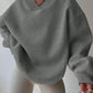 INAWLY Women's Casual Solid Color Drop Shoulder Loose Sweatshirt, Autumn/Winter