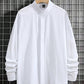 Manfinity Homme Men's Stand Collar Long Sleeve Shirt , Button Up Cotton Plain All White Casual