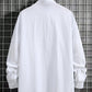 Manfinity Homme Men's Stand Collar Long Sleeve Shirt , Button Up Cotton Plain All White Casual