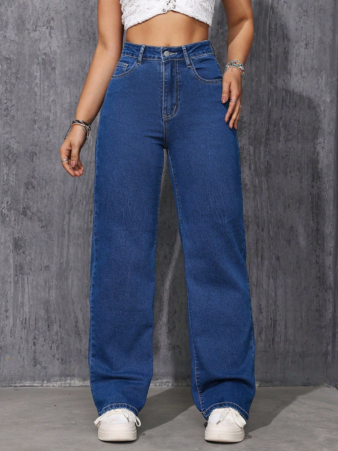 MOOSTA Casual Washed Straight Leg Jeans