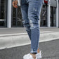 Men Ripped Frayed Bleach Wash Skinny Jeans