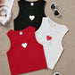 3pcs Tween Girls' Cute Ribbed Knit Heart Patterned Casual Tank Tops