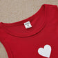 3pcs Tween Girls' Cute Ribbed Knit Heart Patterned Casual Tank Tops