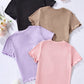 4pcs/Set Solid Color Round Neck Short Sleeve T-Shirt For Tween Girls