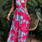 Slayr Tropical Print V-Neck Waist Section Cable Knit Fit And Flare Dress Maxi Women Outfit