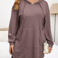 Privé Plus Size Solid Color Hooded Drawstring Asymmetrical Hem Sweatshirt