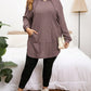 Privé Plus Size Solid Color Hooded Drawstring Asymmetrical Hem Sweatshirt