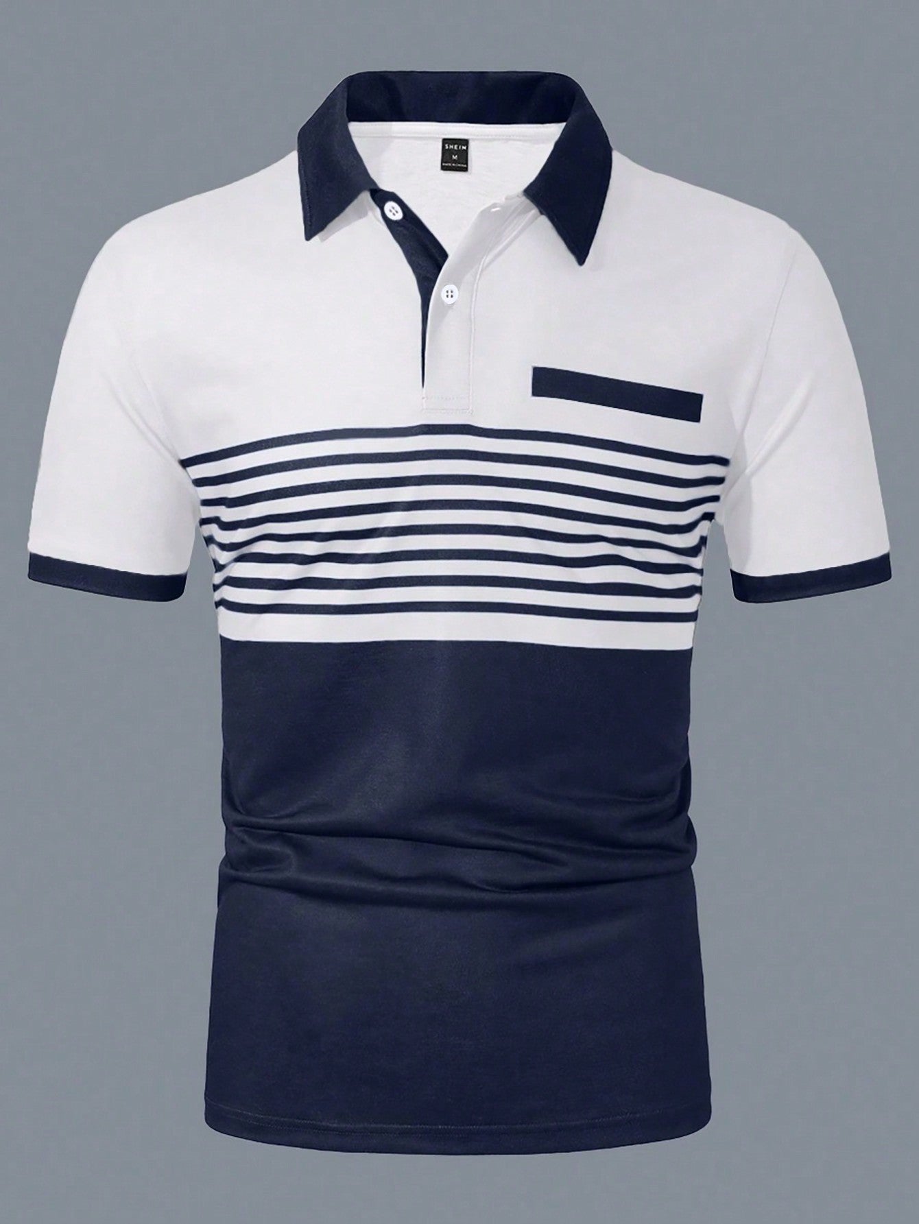 Manfinity Homme Men's Color Block Striped Polo Shirt