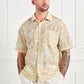 Forever 21 Men's Khaki Casual Floral Henley Collar Short-Sleeved T-Shirt