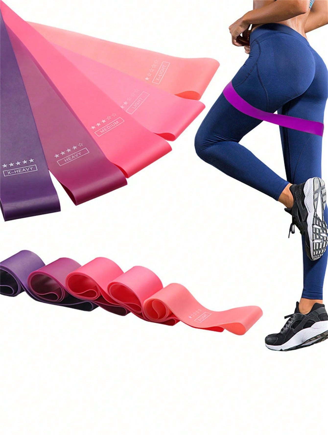 5pcs Yoga Resistance Band Set Portable Yoga Training Elastic Bands For Fitness