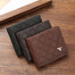 1pc Men's Black, Coffee, Brown Geometric Patterned Short Wallet, Casual Soft Leather Bifold Wallet With Multi Card Slots, Large Capacity Daily Use Wallet