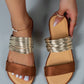 Ladies' Pure-colored Sandals For Party, Gold, Two-tone