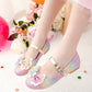 Party Shimmer Glitter Rainbow Bow Decor Children Flat Shoes For Girls