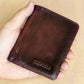 1pc Men's Genuine Leather Wallet With ID Card Window Top Layer Cowhide Vintage Multifunctional Wallet Ideal Gift For Men Old Money Style Men