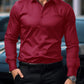 Manfinity Mode Men's Solid Color Long Sleeve Shirt With Embroidered Cuffs