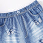 3pcs/Set Young Girls' Casual And Cute Printed Jeans With Denim Effect, Spring/Summer