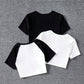 Tween Girl 3pcs/Set Color Blocking Short Sleeve T-Shirt With Raglan Sleeves, Round Neck And Letter Heart Print, Casual Summer Outfits