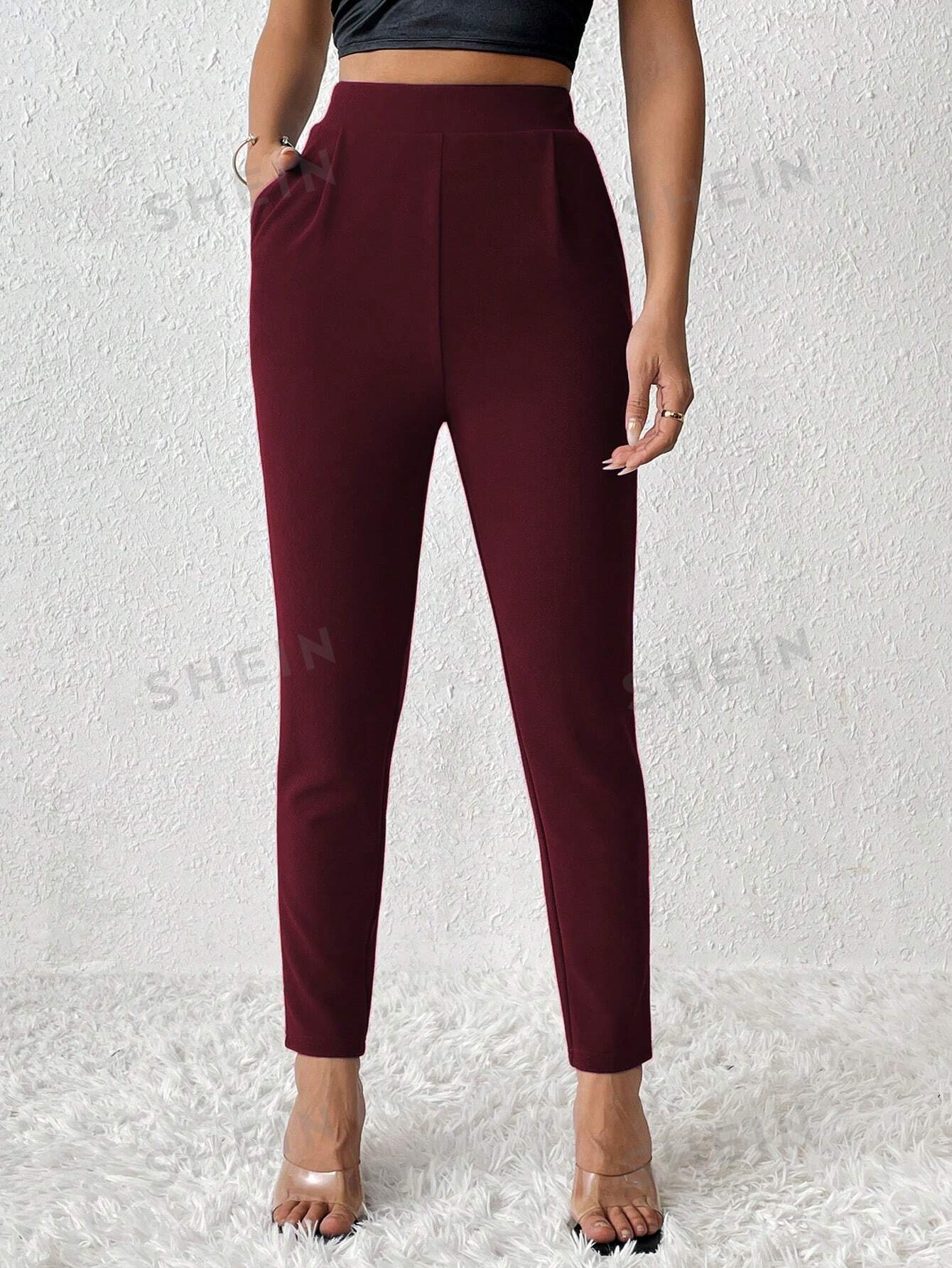 PETITE Solid Color Tapered Spring Women Pants