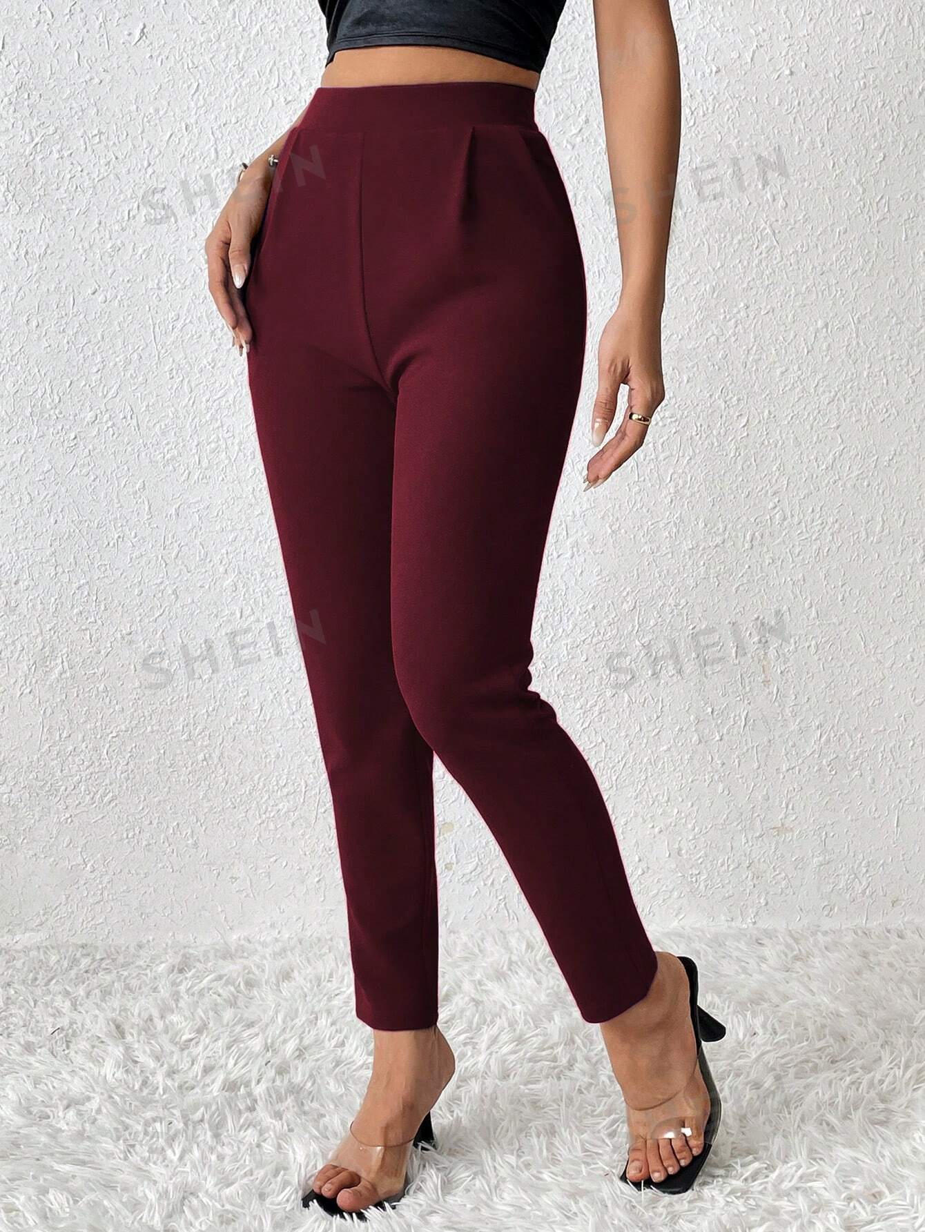 PETITE Solid Color Tapered Spring Women Pants