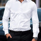 Manfinity Mode Men's Solid Color Long Sleeve Shirt With Embroidered Cuffs