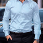 Manfinity Mode Men's Solid Color Long Sleeve Shirt With Embroidered Cuffs