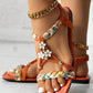 Women's Beaded Roman Bohemian Style Orange Flat Sandals For Beach Holiday