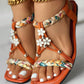 Women's Beaded Roman Bohemian Style Orange Flat Sandals For Beach Holiday