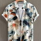 Men's Tie-Dye Printed Button-Down Short Sleeve Shirt