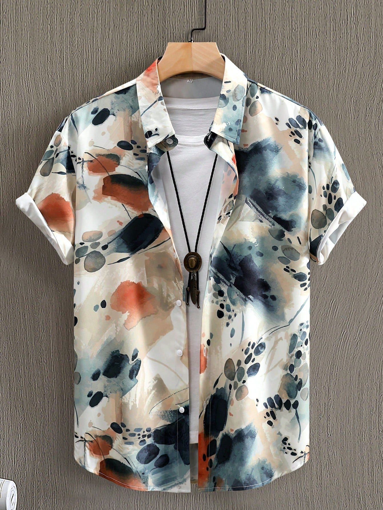 Men's Tie-Dye Printed Button-Down Short Sleeve Shirt