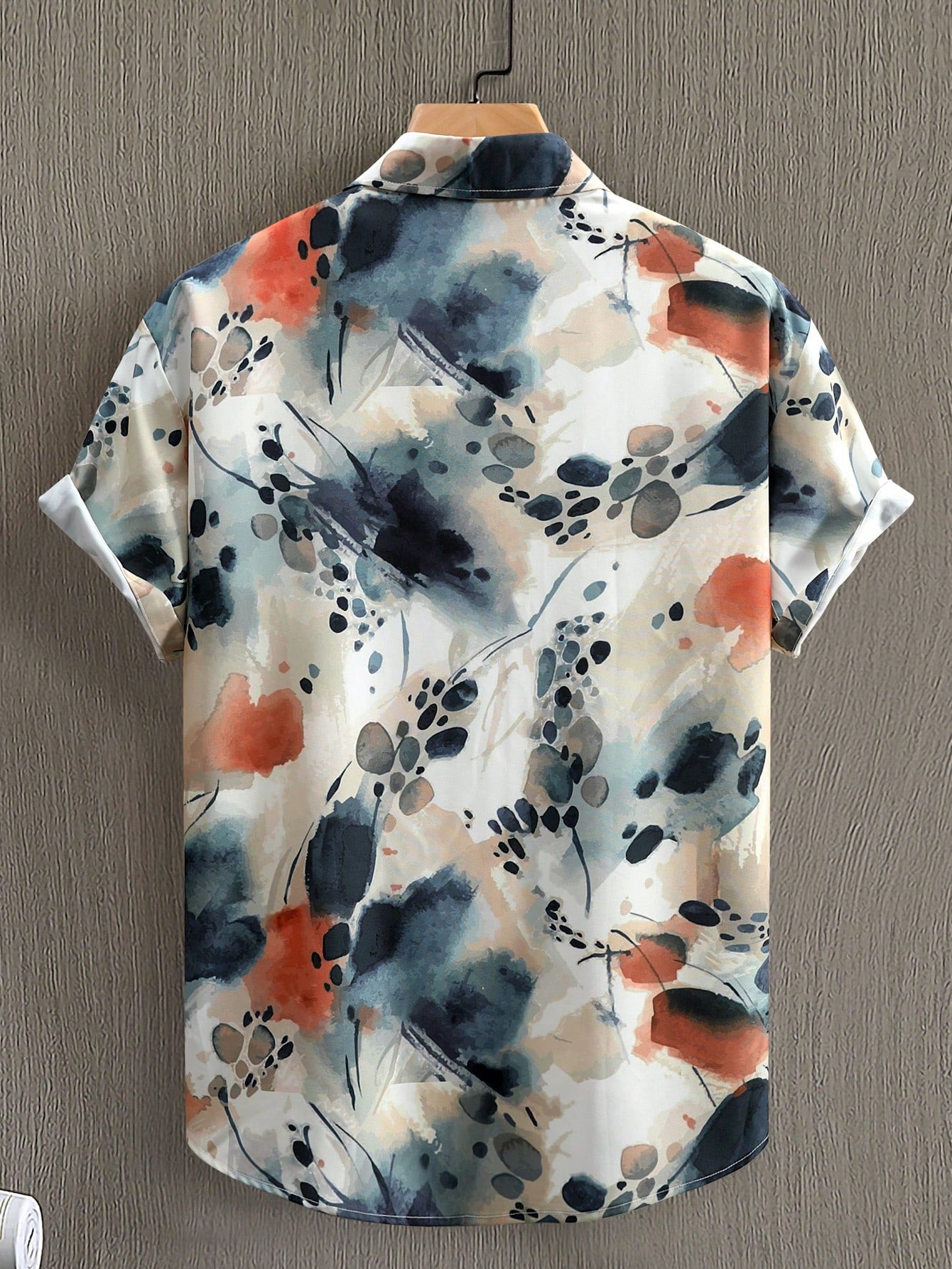 Men's Tie-Dye Printed Button-Down Short Sleeve Shirt