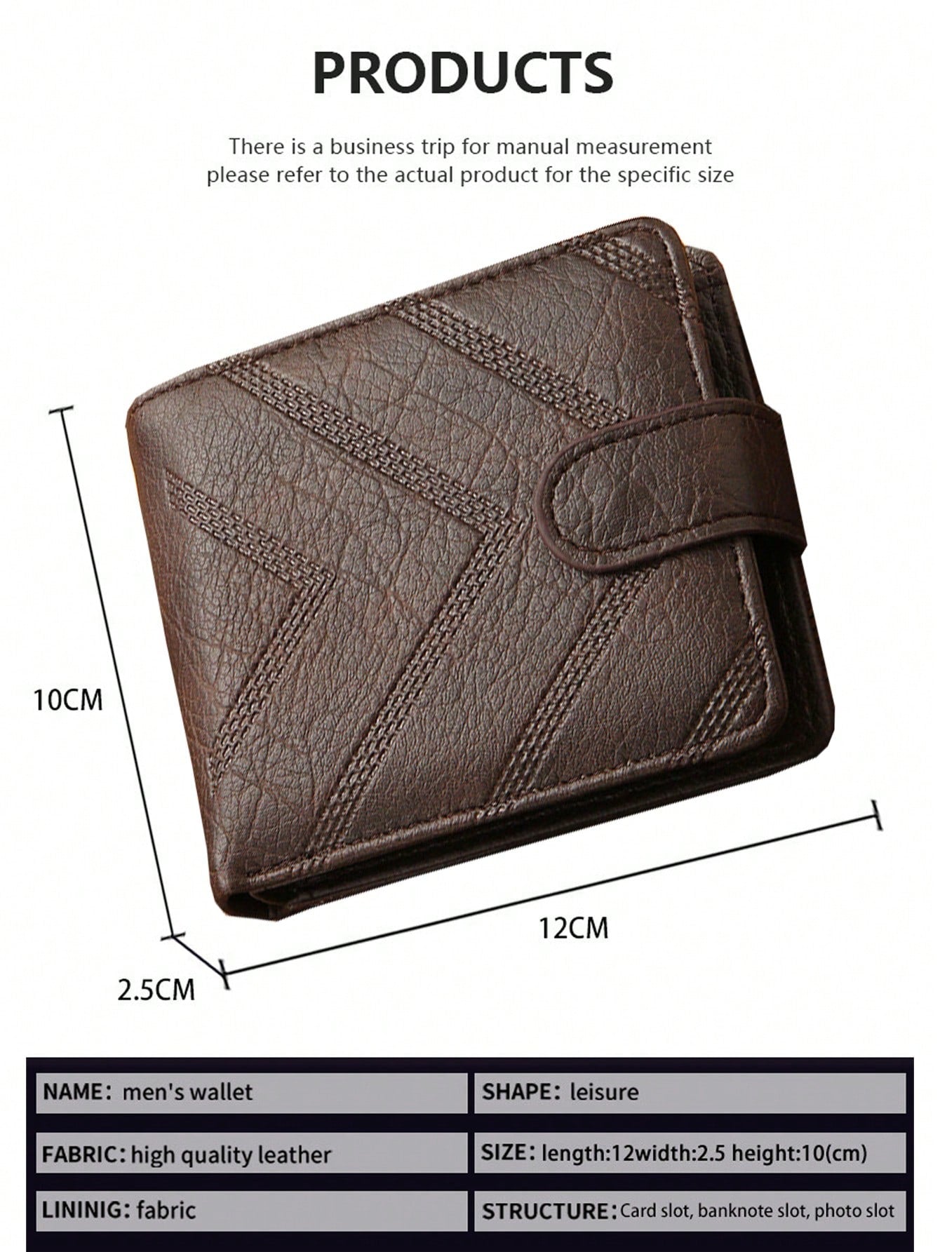 1pc Gift Men'S Business Men'S Retro Short Wallet Solid Loose Leaf Coin Bag Small Wallet Large Capacity File Bag Card Wallet,Wallet For Men