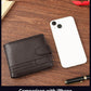 1pc Gift Men'S Business Men'S Retro Short Wallet Solid Loose Leaf Coin Bag Small Wallet Large Capacity File Bag Card Wallet For Men