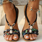 Women's Beaded Roman Bohemian Style Orange Flat Sandals For Beach Holiday