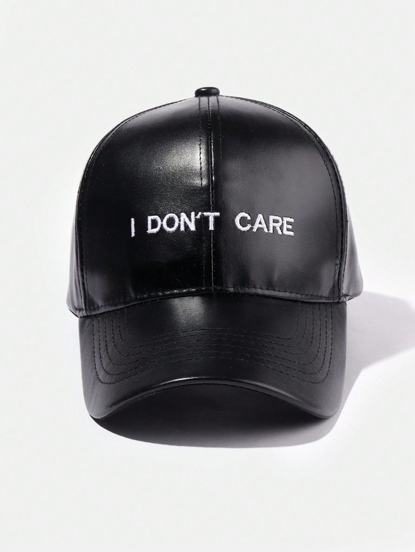 1pc Minimalist Leather "I DON'T CARE" Embroidered Unisex Baseball Cap, Suitable For Outdoor Leisure And Vacation