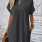 LUNE Solid Hidden Pocket Batwing Sleeve Tee Dress