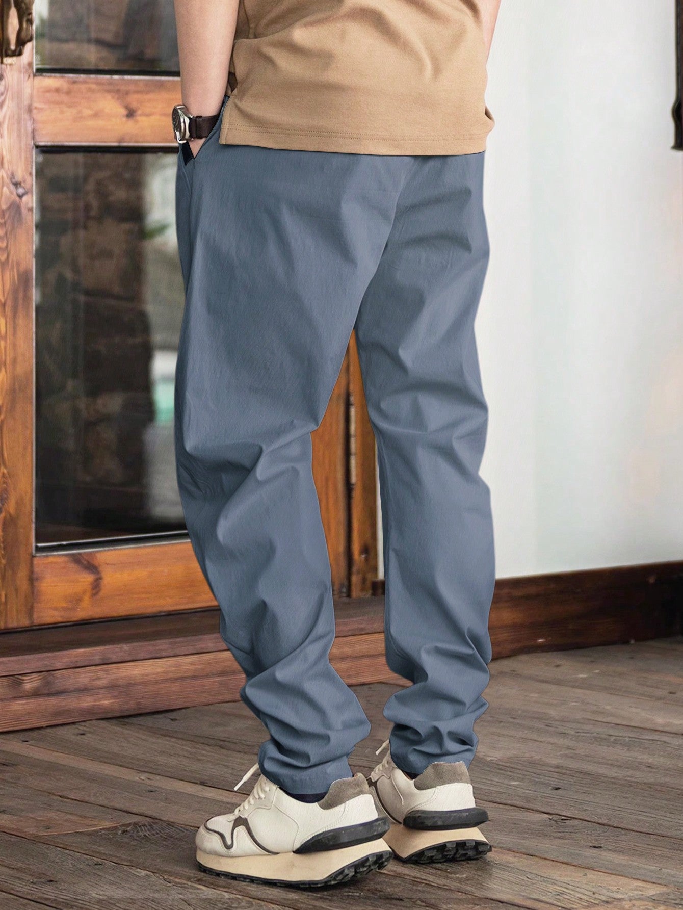 Manfinity Hypemode Men's Elastic Waistband Drawstring Casual Straight Pants