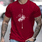 Men's Compass Mountain Printed Round Neck T-Shirt