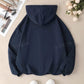 EZwear Loose Fit Letter Printed Hooded Drawstring Sweatshirt With Dropped Shoulder Design