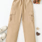 Seasonal Casual Solid Color Cargo Pants For Tween Girls