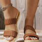 Women's Woven Wedge Heel Platform Sandals 2024 New Arrival, Double Braided Straps Wedge Heel Slides