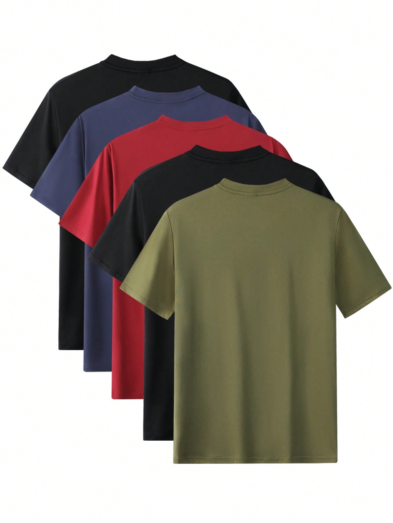 5pcs/Set Men's Summer Regular Fit Solid Color Basic T-Shirt, Casual Going-Out Clothing