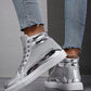 Unisex Metallic Glitter Casual Performance High Top Sneakers, Fashionable Front Strap, Personalized Trendy Shoes, Versatile Dance Shoes, Comfortable Couple Athletic Shoes