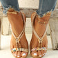 Women's Beaded Roman Bohemian Style Orange Flat Sandals For Beach Holiday